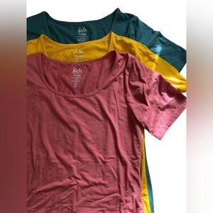 Kalon Short Sleeve Tops - Rose,Gold, Green cotton poly spandex XL